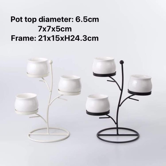 Succulent ceramic pot with metal frame - Picture 1 of 1